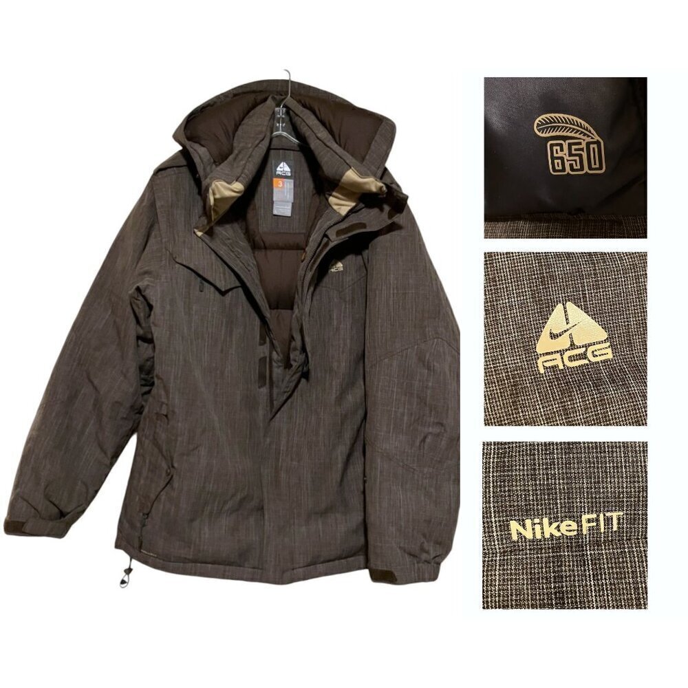 Y2K Nike ACG Puffer Jacket L 650 Goose Down Hooded Vented Zippered Pockets